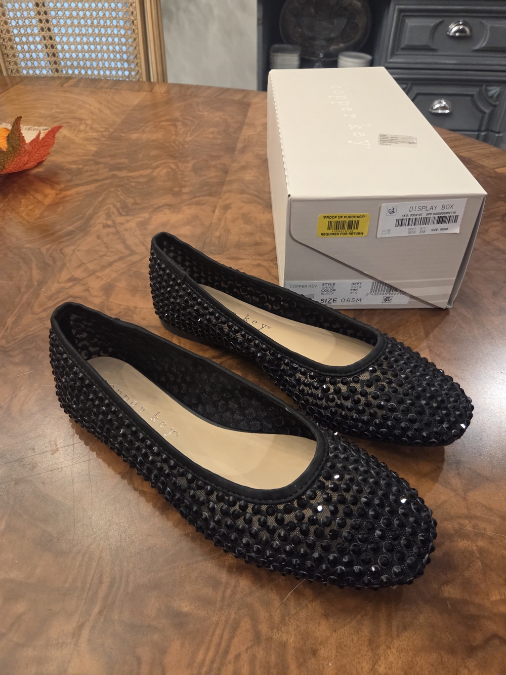 Copper Key Black Studded Ballet Flats